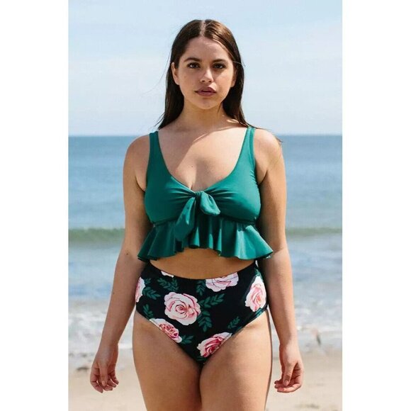 Yaritza Knotted Ruffle Plus Size Tankini Size 2X - Picture 3 of 5